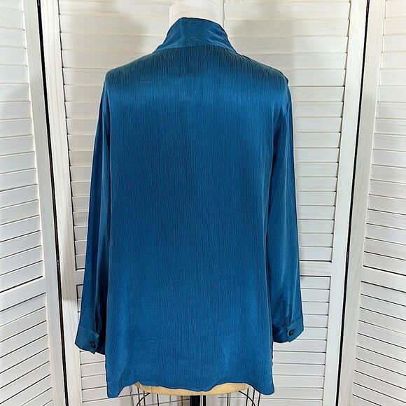 Soft Surroundings XL Shirt Blouse Roxanna Cupro Ink Blue NWT - Picture 3 of 13